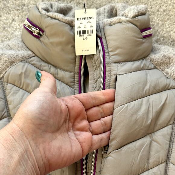 New Express EXP Core Performance Zip Jacket Women Large Puffer Quilted Fleece - Picture 7 of 13
